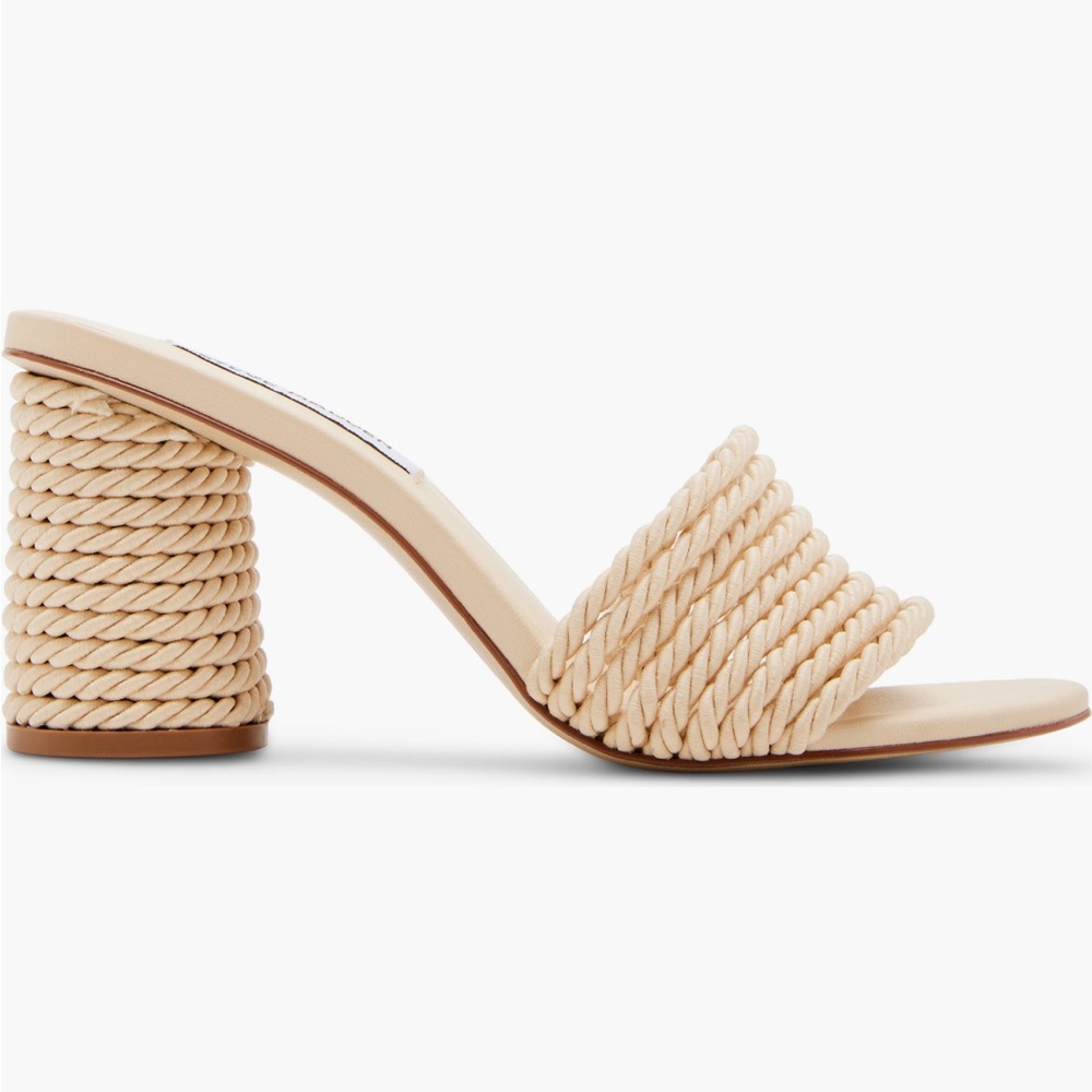 Steve Madden Jolina Braided Sandal, Block Heel. Neutral color.